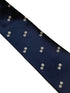 navy blue tie with dice embroidered design